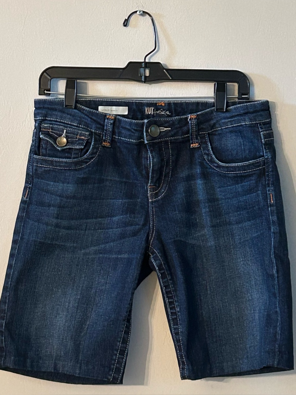 KUT From The Cloth Bermuda Jean Shorts 6 Preppy Smart Casual Chic Denim Staple
